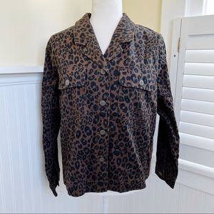 Sanctuary Brown & Black Leopard Print Button-Up Jacket Size Medium